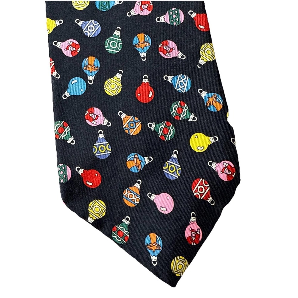 Noel Christmas Tie Silk Holiday Ornament Whimsical Colorful Classic Party